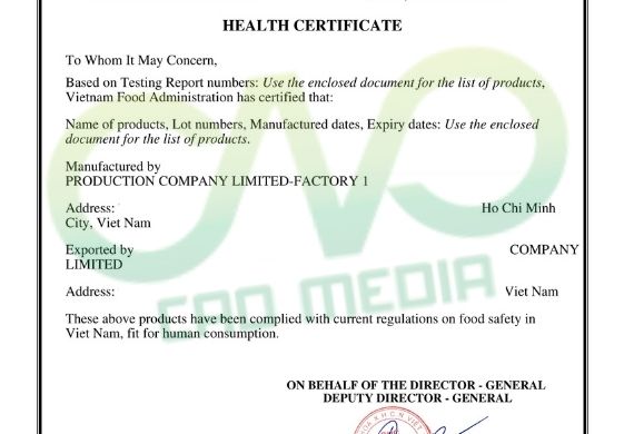 Đăng ký giấy chứng nhận y tế cho dầu cọ xuất khẩu