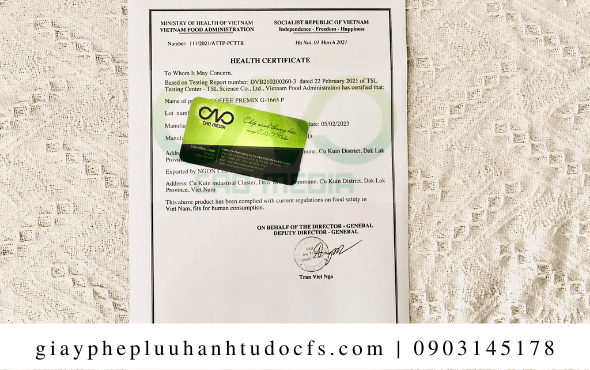 Xin giấy health certificate cho bánh bao